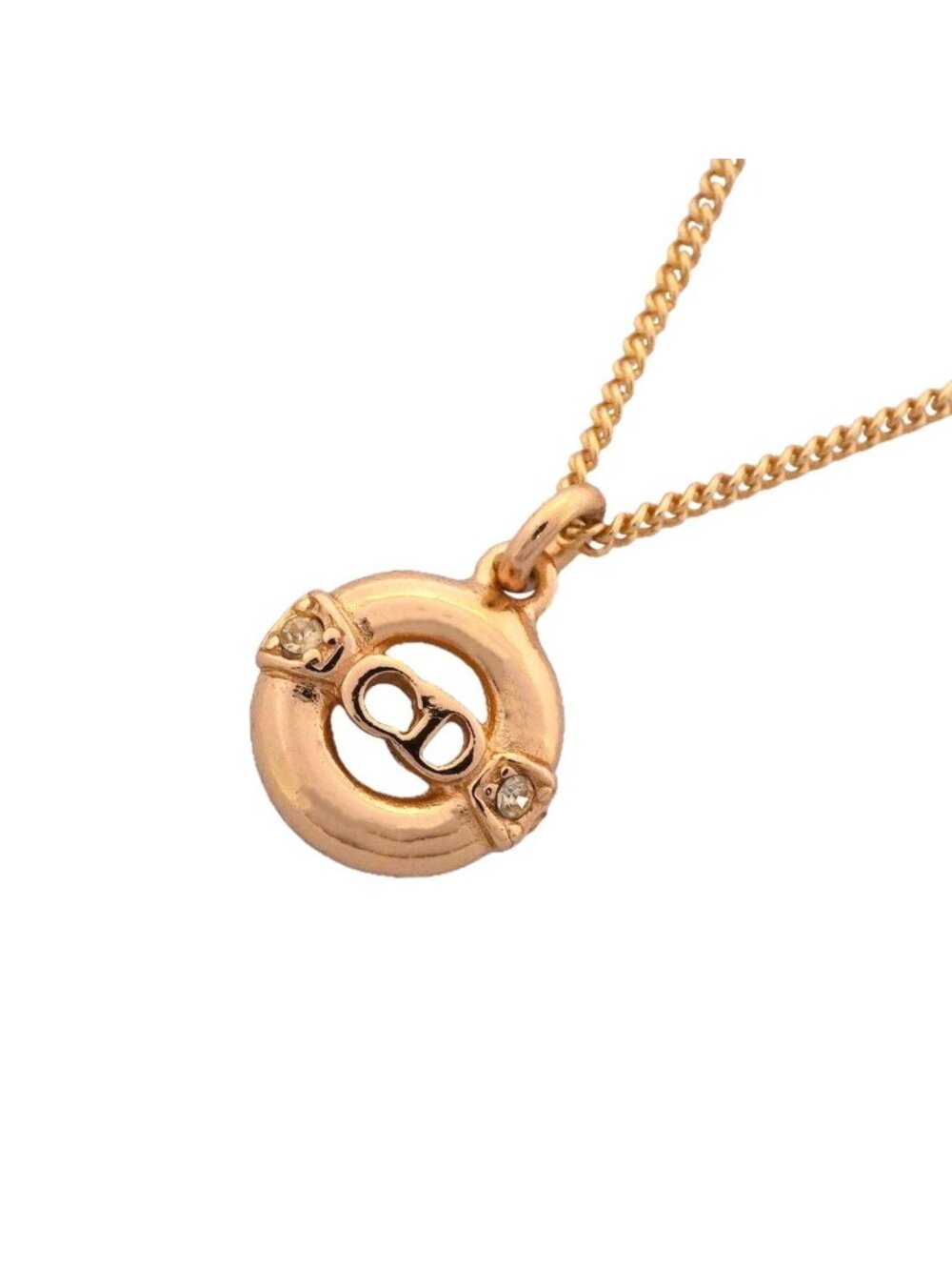 Dior Necklace CD Logo Gold Plated Rhinestone